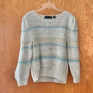 Bramble Lane hand-knit vintage acrylic sweater, puffed shoulders, size medium